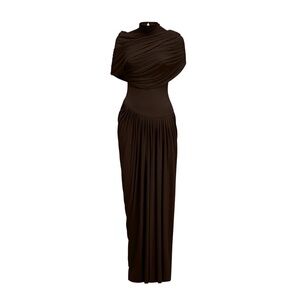 Elegant Black Maxi Dress with Draped Bodice